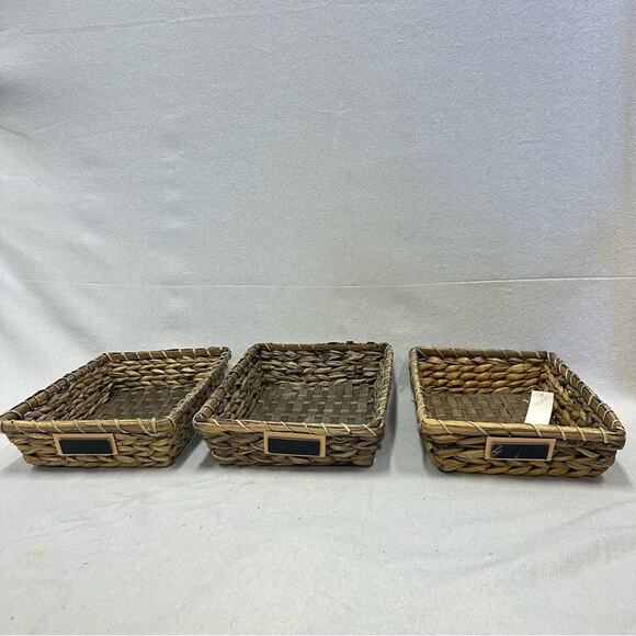 Set of 3 Farmhouse Chic seagrass woven baskets w/ chalkboard labels Hobby Lobby - Picture 2 of 13